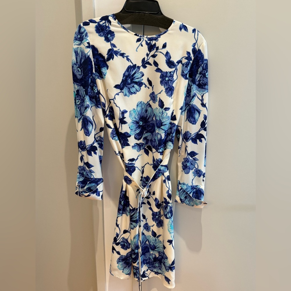 NWT Tory Burch Blue and White Floral Silk Dress Size 0